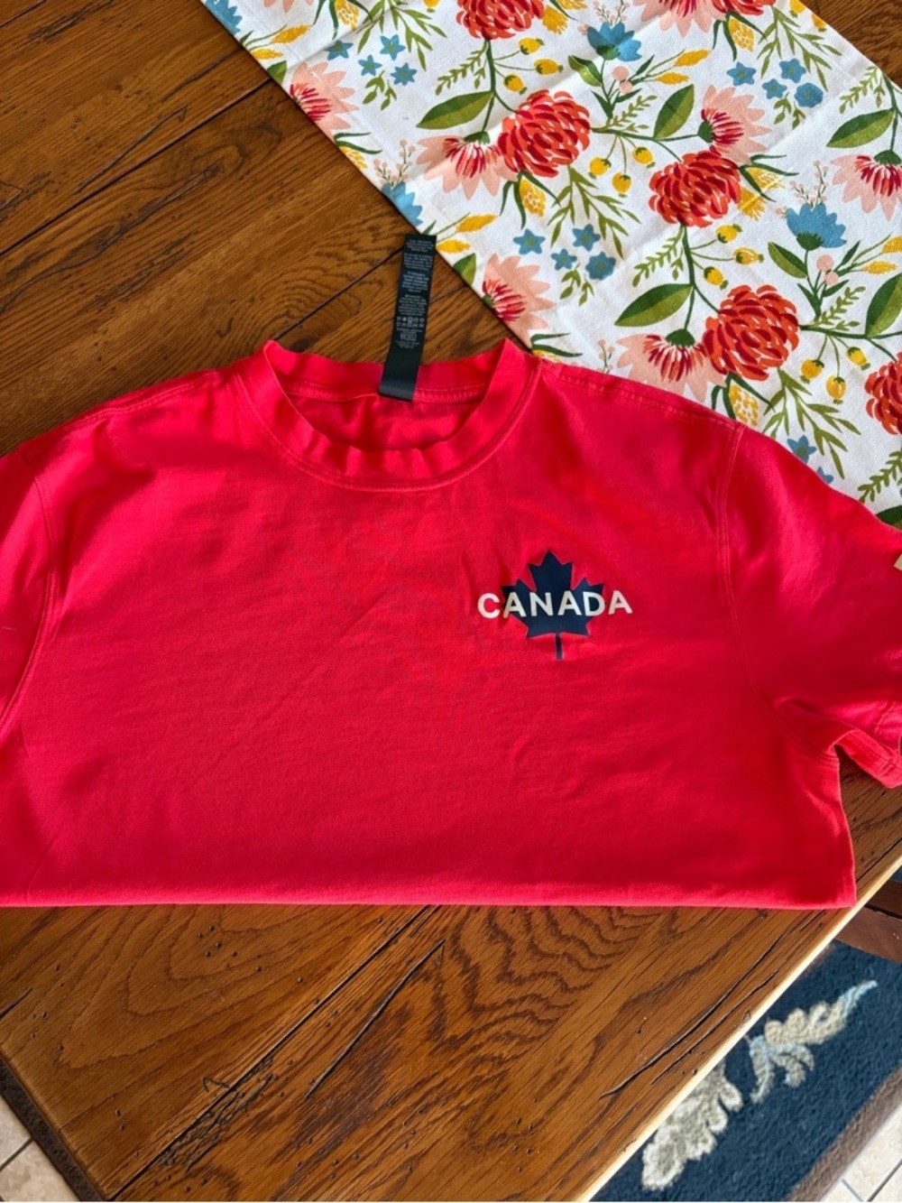lululemon athletica Red Short-Sleeve Tee with Navy Maple Logo